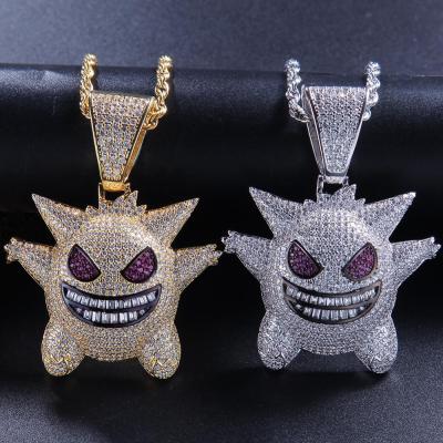 China 2019 Party Hiphop Jewelry Mens Necklace Gold Cartoon Pet Elf Ghost Brass Pendant for sale