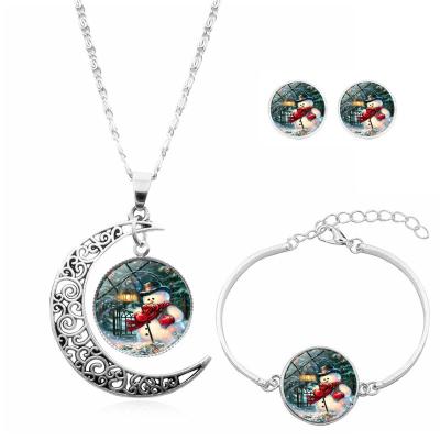 China Romantic Products For Wish Jewelry Set Online Shopping Custom Christmas Moon Time Gem Necklace for sale