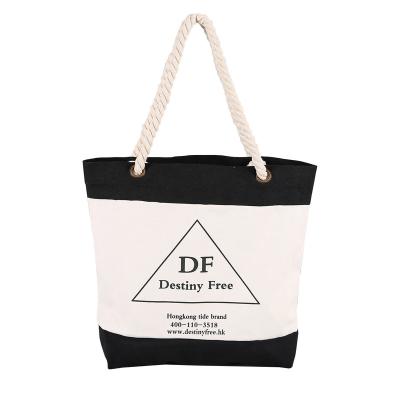 China ISO Recyclable Factory 100% Organic Cotton Printed Tote Bag Custom Logo Printed Canvas Bags With Cotton Rope Handle for sale