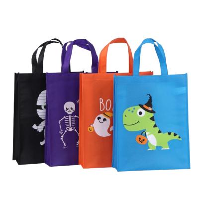 China Custom Handled Logo Printing Cheap Nonwoven Halloween Kids Candy Gift Bags Non Woven Tote Bag For Packaging for sale