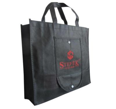 China Wholesale Black Nonwoven Handled Grocery Bag Large Capacity Customer Handled Logo Printed Custom Reusable Foldable Bags for sale