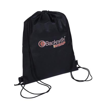 China Custom Promotional Cheap Rope Handle Logo Printing Wholesale Black Nonwoven Drawstring Bag Cloth Drawstring Bags for sale