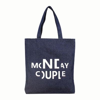 China Wholesale Recyclable Durable Denim Tote Shopping Bags Women Cotton Jeans Bag With Custom Printed Logo for sale