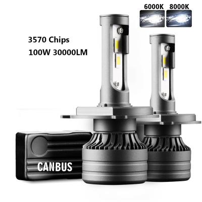 China 2Pcs H4 LED Car Light CANBUS H4 H7 H8 H11 H1 9005 30000LM 100W 9006 HB3 HB4 LED Headlight For Car Lamp Turbo Auto Lannia Bulbs for sale