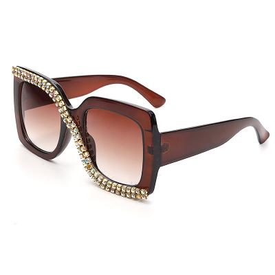 China 2021 Newest Fashion Oversized Sunglasses Square Frames Rhinestone Women's Luxury Sun Glasses New Arrivals Oversized Sunglasses Beautiful for sale