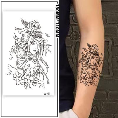 China Temporary Non-toxic Men Women Body Art Half Arm Leg Black Semi Permanent Tattoos Waterproof Temporary Sleeve Tattoo Sticker for sale