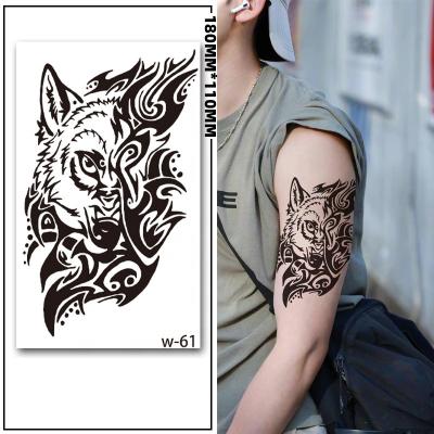 China Temporary Black Forest Tattoo Stickers for Men Women Temporary Waterproof Semi-permanent Wolf Dragon Tiger Arm Animal Tattoo Sticker for sale