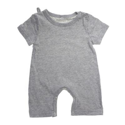 China Organic Cotton Edge/Double-needle/Evelope Custom Wholesale Gray Summer Baby Clothes Boy Cotton Plain Organic Romper Shoulder Liner for sale