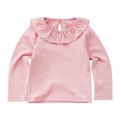 China Wholesale Custom Organic Cotton Long Sleeve Lotus Leaf Collar Girls Kids Blouse Anti Shrink for sale