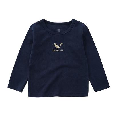 China Autumn Cotton 200gsm Organic Animal Front Anti Shrink Printed O Neck Kids Long Sleeve T-Shirts for sale