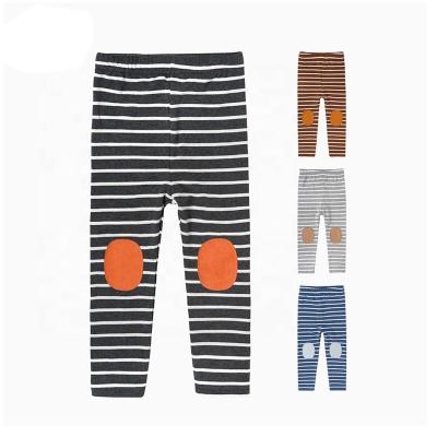 China Wholesale Custom 95% Cotton 5% Spandex Anti-Wrinkle Kids Knee Pad Long Pants Striped Trousers For Kids for sale