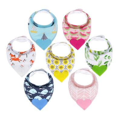 China Factory wholesale antibacterial new custom design printed high quality cotton baby teether bibs for sale