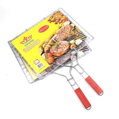 China 2021 40*30 Portable Easily Cleaned Basket For Outdoor Grill Grill Accessories Anti-rust Grill Net for sale