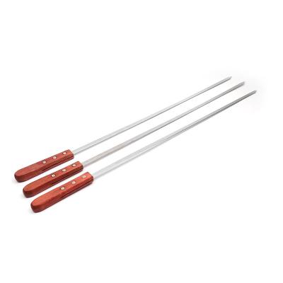 China Easily Cleaned BBQ 3PCS Spits Hot Handle With Handle 60CM BBQ Needle Wood Flattened Rounded Sign Stainless Steel Optional Meat for sale