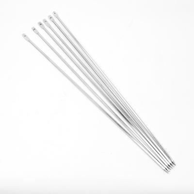 China Easily Cleaned 35cm BBQ Sign 10pcs BBQ Spits Stainless Steel Reusable Flat BBQ Spits Outdoor BBQ Needle Bar Camping Picnic Tool for sale