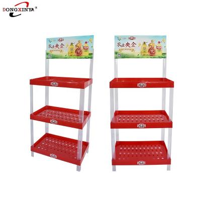 China Supermarket Supermarket Edible Oil Promotion Event Display Stand Red Custom Plastic Display Stand for sale