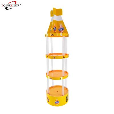 China Retail Shop Round Bottle Shape Beverage Display Rack Shelf Supermarket Customized Plastic Display Rack For Beer Beverage for sale