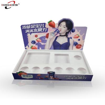 China Single Sided Custom Printed Supermarket PVC Beverage Display Advertising Display Rack Beverage Promotion Counter Plastic Box for sale