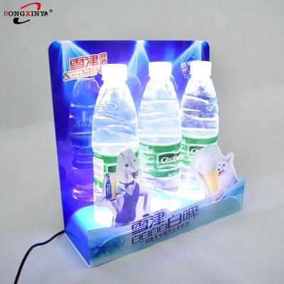 China LED Light To Show Your Product Dropshipping 3 Tiers OEM Led Well Illuminated Clear Acrylic Liquor Bottle Beer Wine Display Stand Shelf For Bar Home for sale