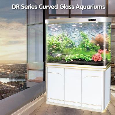 China Large Cylinder Fish Tank Aquariums LED Lighting Viable Ultra Clear Glass Tanks Full Filtration System Aquarium Fish Farming for sale