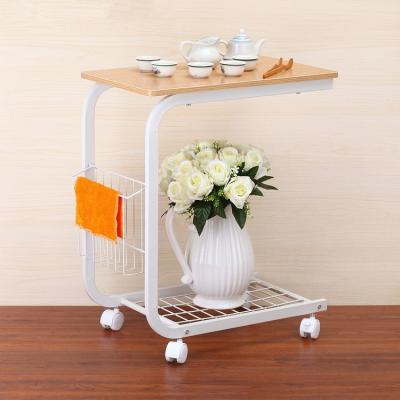 China With wheels laptop coffee tray portable rolling wooden table for food, printer office home use for sale