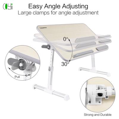 China 2018 Hot Products Foldable Fish Table Adjustable Folding Portable Laptop Bed Table With Fan for sale