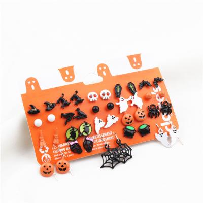 China 20Pairs Christmas Halloween Neo-Gothic Stud Earring Set Women Girl Bat Pumpkin Lamp Spider for sale