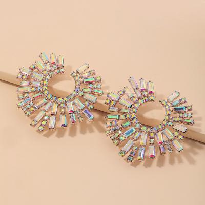 China Hyperbole New Exclusive Baroque Rhinestone Drop Earrings For Women Trendy Big Fashion Statement Hanging Earrings 2021 for sale