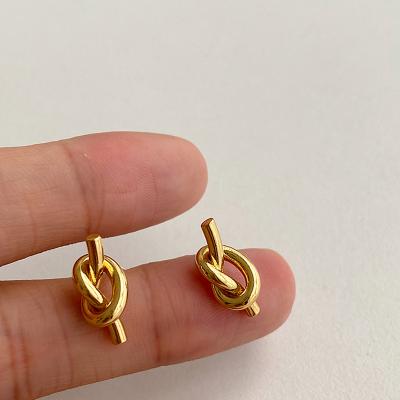 China New Trendy Fashion Stainless Steel Needle Stud Knot Gold Earrings For Women Geometric Simple Earrings for sale