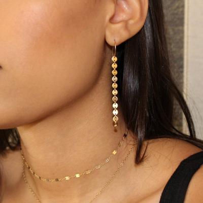 China Gold Coin TRENDY Earrings Fashion Sequins Round Long Tassel Earrings For Women Tassel Drop Earrings Jewelry for sale