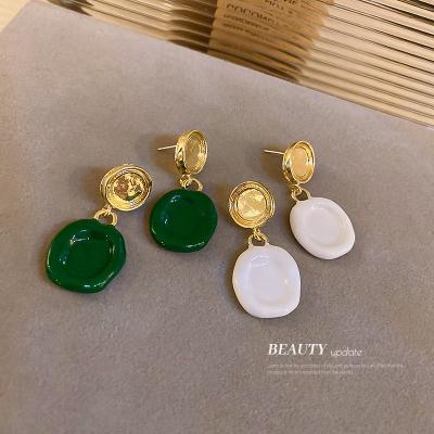 China Vintage 925 Sterling Silver Needle Metal Circle Earrings Personality Temperament Irregular Drop Earrings For Women for sale