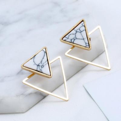 China Other Geometric Gold Thin Layer Double Cavity Triangle Resin Earrings Marble Acrylic Triangle Stud Earrings for sale