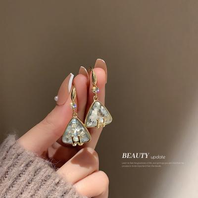 China Office/Luxury Female Geometry Triangle Letter Earrings Crystal Rhinestone Drop Earrings Gold Career Wedding Jewelry Gifts For Brides for sale