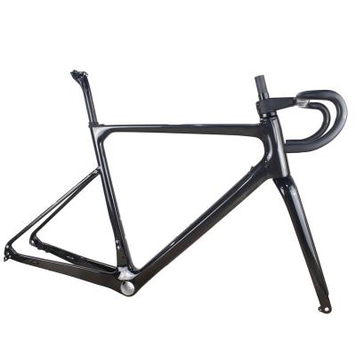 China Road Bikes Super Lightweight Full Carbon Gravel Bike Frame, All Internal Wiring Design Carbon Bicycle Frame for sale