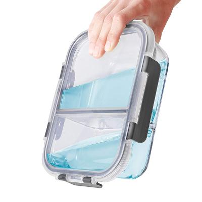 China Dishwasher Safe Borosilicate Glass Lunch Box Leak Proof Glass Food Safe Storage Container With Snap Lock Lid for sale