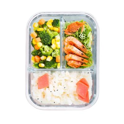 China Airtight Meal Glass Bowl Salad Storage Fresh Food Containers Heatable Glass Prep Containers With Lid for sale