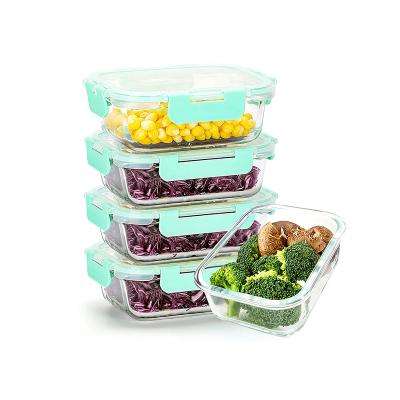 China Heatable BPA Free Leak Proof Glass Containers Food Meal Prep Airtight Storage Containers With Lids Resistant for sale