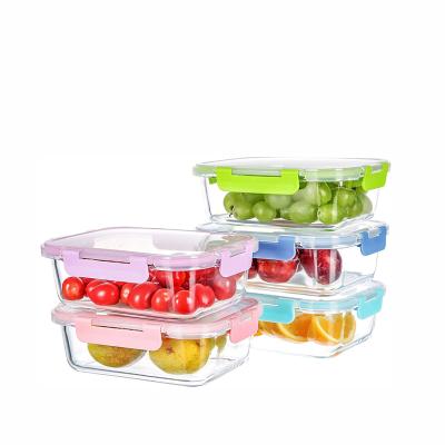 China Rectangular High Rectangular Lunch Bento Boxes Safe Food Containers Borosilicate Glass Storage Containers for sale