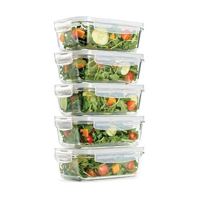 China BPA Free Heatable Glass Lunch Box Meal Prep Airtight Cool Food Storage Containers With Lid for sale