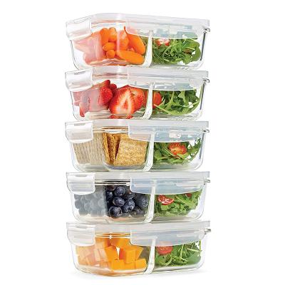 China Heatable Leak Proof Food Storage Containers Glass Container Airtight Bento Boxes With Lids Glass Lunch for sale