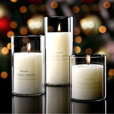 China High Temperature Resistance Glass Candle Holder Wedding Large Glass Candle Jars Clear Votive Candle Cup for sale