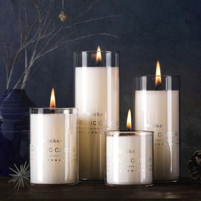 China High Temperature Resistance Varisized Single Candle Jars Transparent Glass Material Candle Cup Candle Holder Ornaments for sale