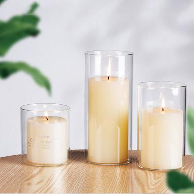 China High Temperature Resistance Candle Holder Furnishing Empty Candlestick Jars Wedding Glass Candle Jar for sale