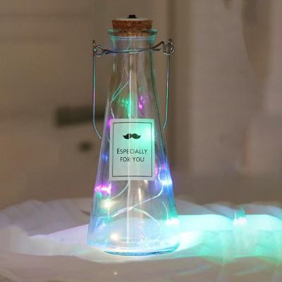 China Daily Life Gift Fairy Lights Mini Glass Jars Creative Glass Bottle Wishing Bottle With Cork Stopper for sale