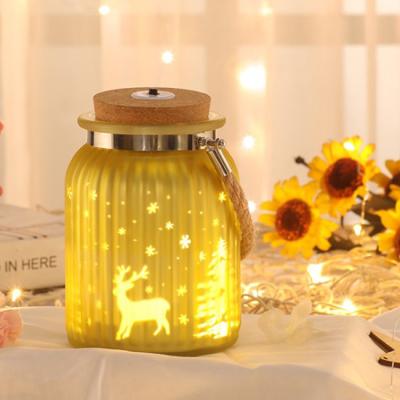 China Daily Life Romantic Starry Sky Wishing Bottle Deer LED Night Lights Decoration Glass Hanging Bottle for sale