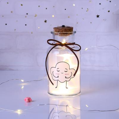 China Gift & Creative Craft Cloud Wishing Bottle LED Lamp Star Glass Bottle Luminous Light Bedroom Decoration Gift for sale