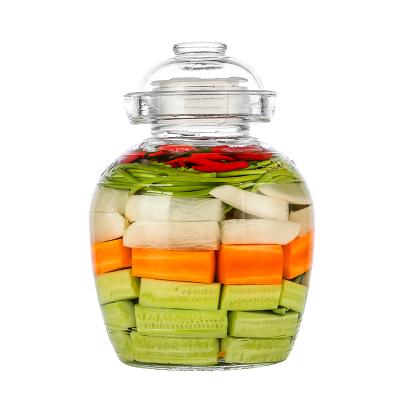 China Chinese Glass Jar Freshness Preservation Household Kimchi Transparent Sealed Glass Pickle Jar With Lid 2.5L 5L 7.5L 10L for sale