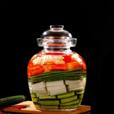 China Large Round Lid Airtight Storage Jar Round Airtight Storage Jar Borosilicate Glass Food Storage Jar Eco-Friendly Freshness Preservation Pickles Jar for sale