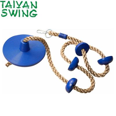 China Outdoor Play Outdoor Climbing Rope With Disc Platforms And Swing Seat For Kids for sale