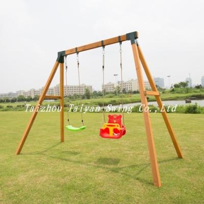 China TYS-S01 Single Wooden Outdoor Wooden Playground Swing Set for sale